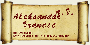Aleksandar Vrančić vizit kartica